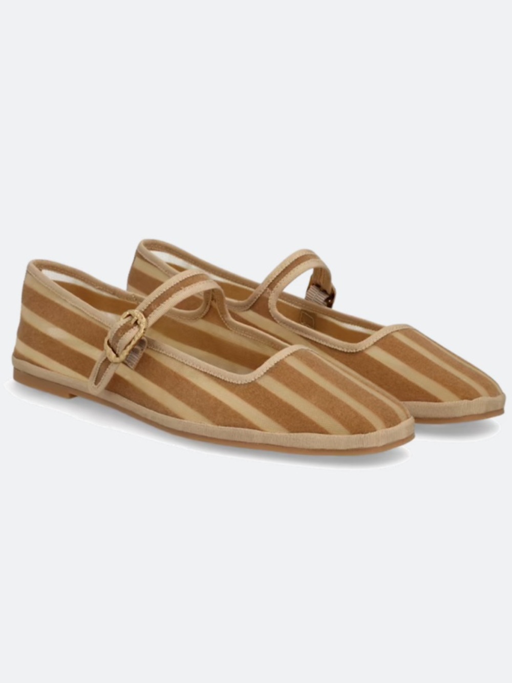 Dolce Vita Tameka Flat in Tan l Striped Mary Jane Flats in Tan and Cream